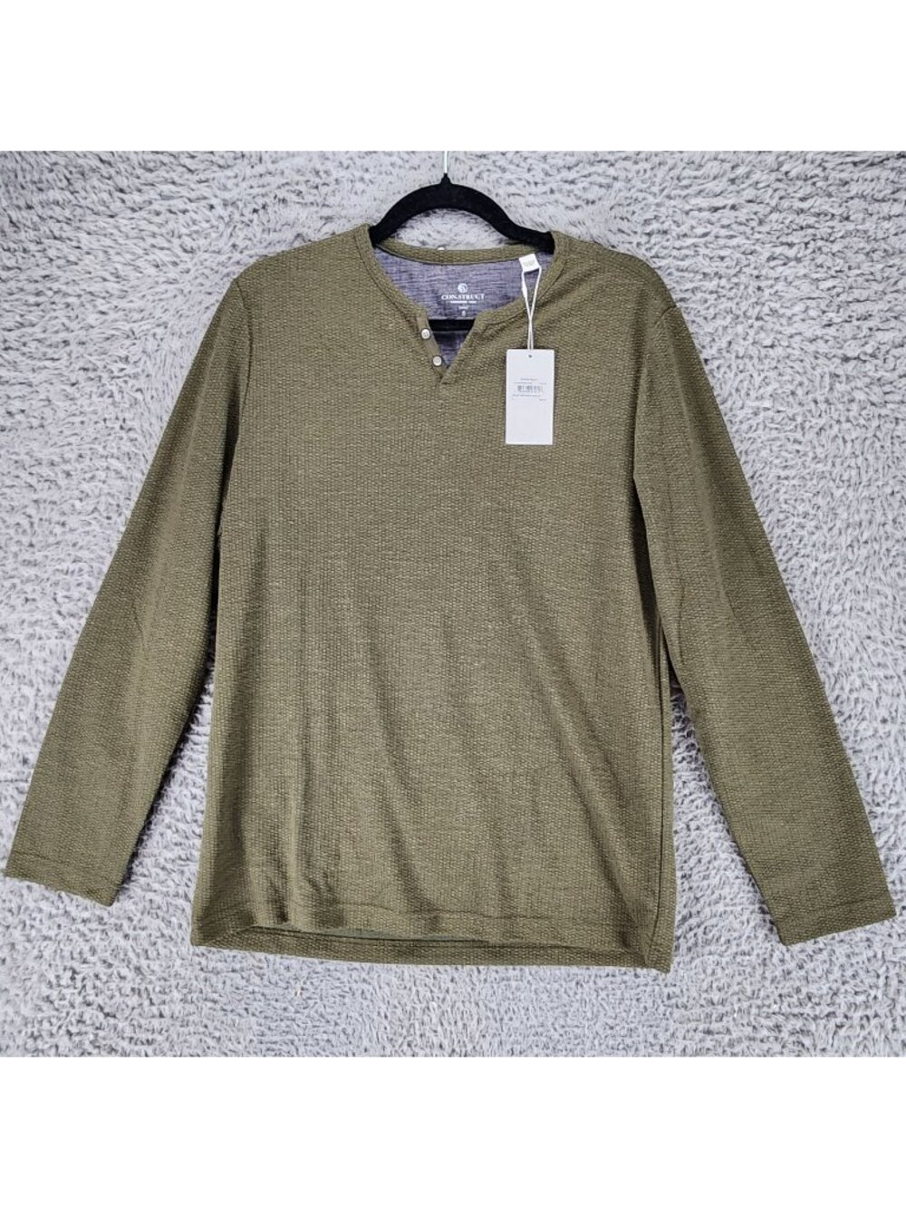Construct Shirt Mens Small Green Long Sleeve Henley Tee *NWT*